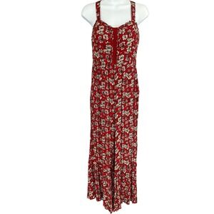 American Eagle Outfitters Red Floral Jumpsuit